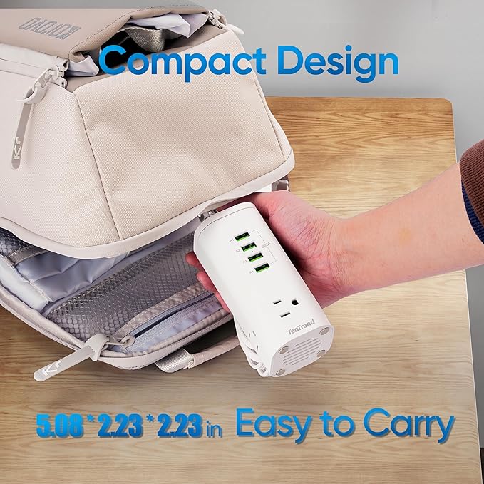 Tower Power Strip Surge Protector with 3 AC Outlets & 8 USB Ports (4 USB-C), TenTrend 160W Fast Charging Station, 5 FT Flat Plug Extension Cord with Multiple Outlets for Home Office Dorm Room