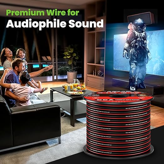 GEARit Speaker Wire 14 Gauge, Speaker Cable 500ft for Car Audio, Home Theater, CCA(Black)