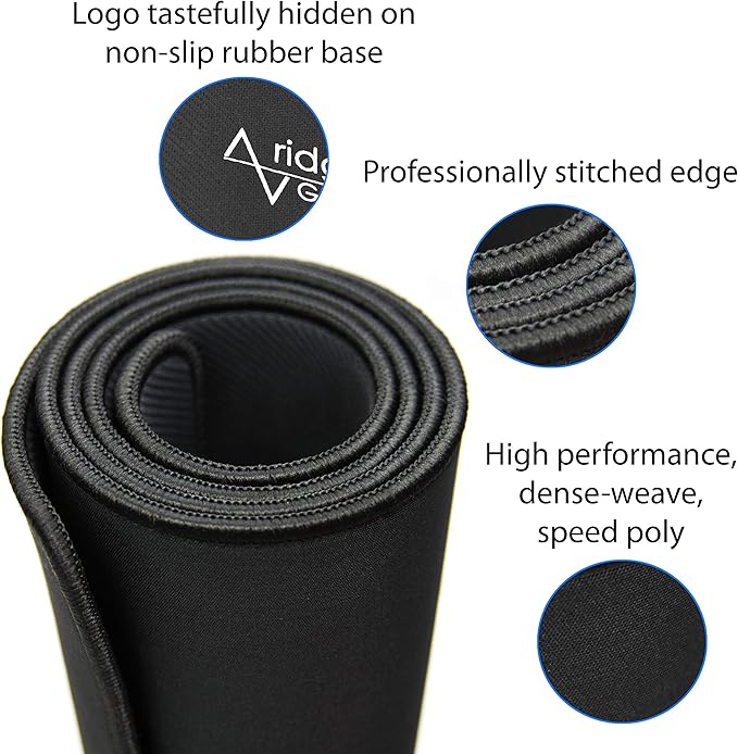 Gaming Mouse Pad (5mm) Massive 46 inch | 46x17.3x0.20 Extra Thick | Black | Stitched Edge, Large Washable Desk Mat