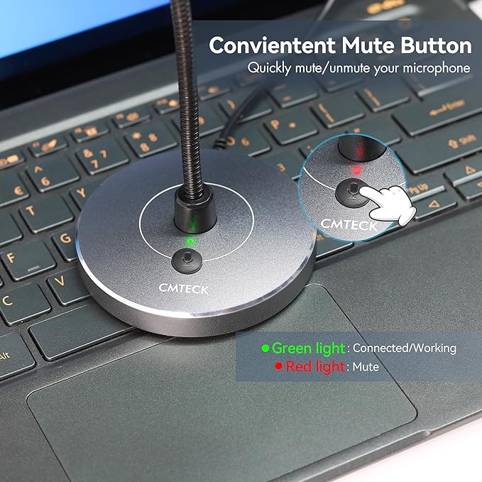 CMTECK USB Computer Microphone G009, Noise-Cancelling Recording Desktop Mic - Image 3