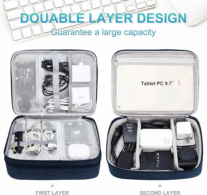 CILLA Electronics Organizer Travel, Travel Cord Organizer Case, Compact Electronics Accessories Bag for Cable, Cord, Charger, Phone