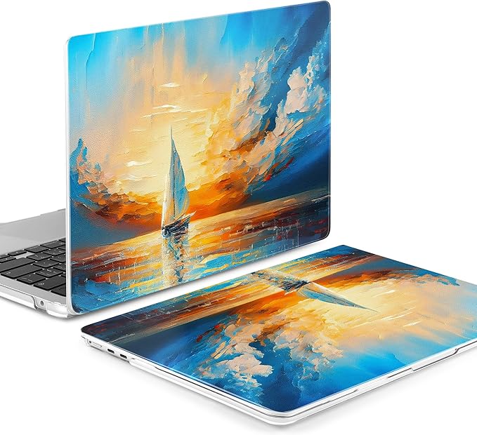 Batianda Premium Case for New MacBook Air 15 inch 2025 M4 2024 2023 with M3 M2 Chip Model A3114 A2941, Designed Protective Plastic Hardshell & Keyboard Cover & Screen Protector, Sail