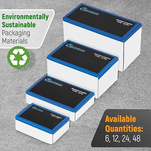 Everest 24-Pack Cat6 RJ45 Keystone Coupler - Female to Female - Cat 6, Cat5e Compatible - White