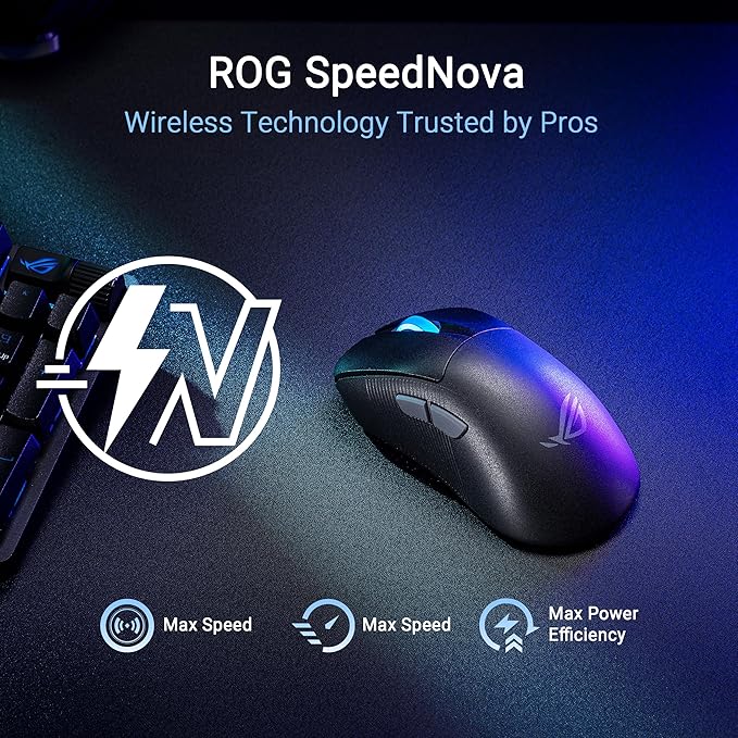 ASUS ROG Keris II Ace Wireless Gaming Mouse – Right-Handed Ergonomic, 54g, Tri-Mode Connectivity, 42K DPI, up to 107Hr Battery, PC/Mac Support - Black